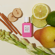 Florist 7.5ml Eau De Parfum Mini Dabber on off white background with lime, lemon, bergamot, pear, white and green flower, sandalwood, and cedarwood.