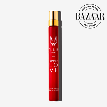Apple Love 10ml Eau De Parfum Travel Spray on white background with Harper's Bazaar Fragrance Awards 2023 Winner badge.