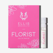 Florist 1.5ml Eau De Parfum Vial next to pink Florist Eau De Parfum vial holder card.