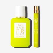 Sun Fruit 50ml Eau De Parfum 50ml and Sun Fruit 10ml Eau De Parfum Travel Spray on white background. 