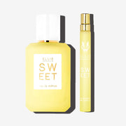 Sweet 50ml Eau De Parfum 50ml and Sweet 10ml Eau De Parfum Travel Spray on white background. 
